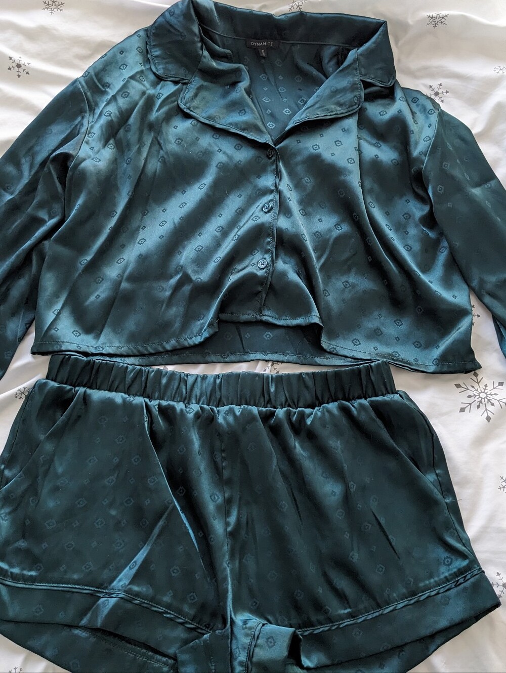 Dynamite Women's Deep Teal Satin Two-Piece Pajama Lounge Set - Size M/L - NWOT